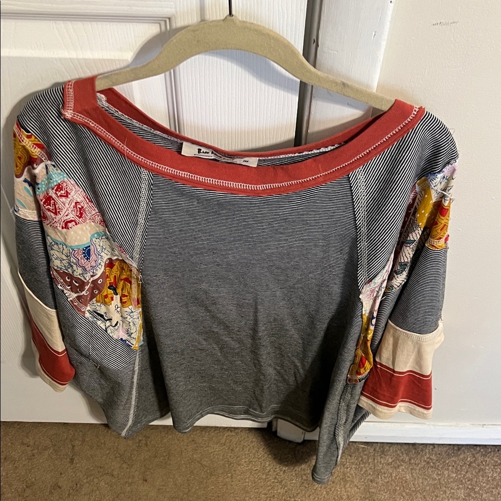 Three Bird Nest Multicolor Patchwork Blouse
